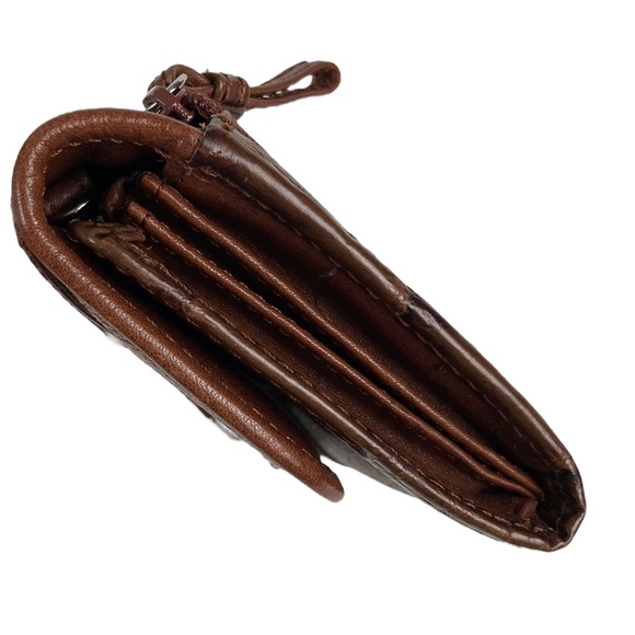 Brighton Brown Leather Fold Over Snap Clutch Wallet - Picture 6 of 13